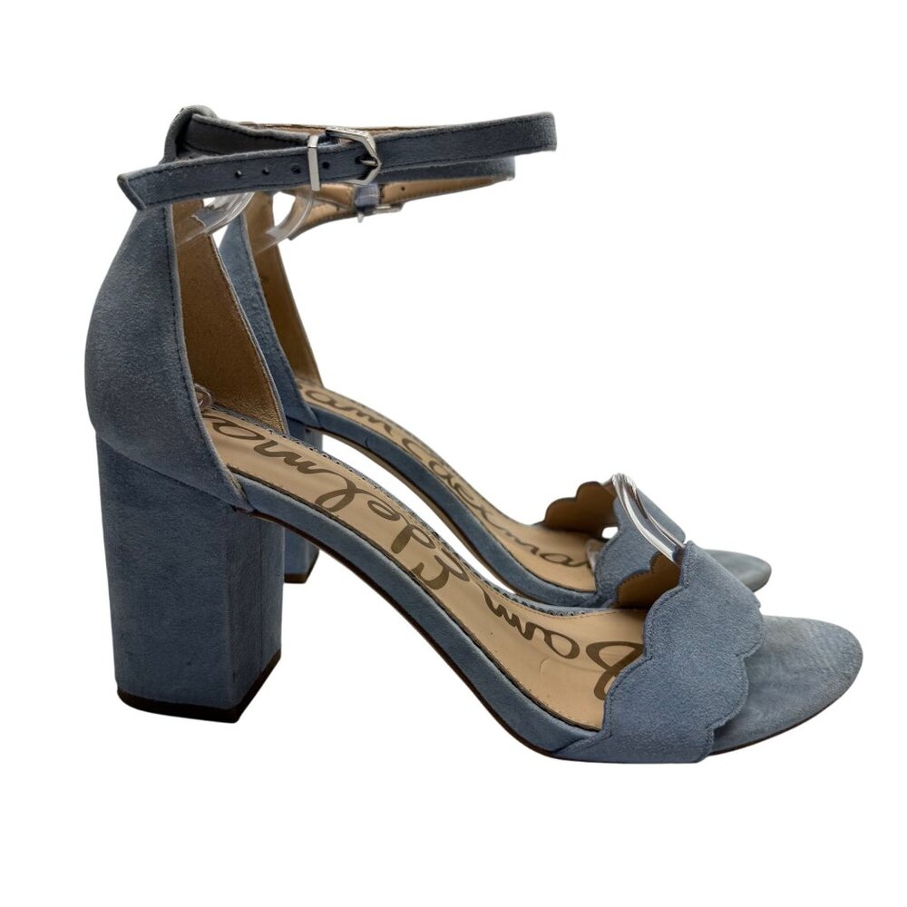 Sam Edelman Light Blue Suede Block Heel Sandals